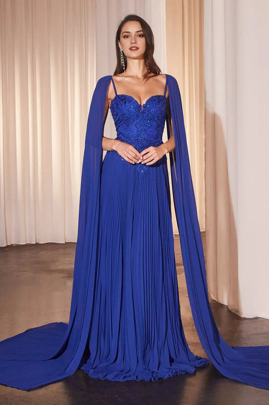 Fashionable A-line sweetheart  cape sleeve lace applique  Back Zip Floor length prom dress for women hot sale