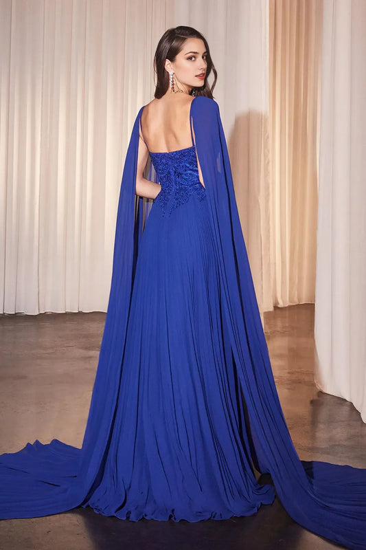 Fashionable A-line sweetheart  cape sleeve lace applique  Back Zip Floor length prom dress for women hot sale