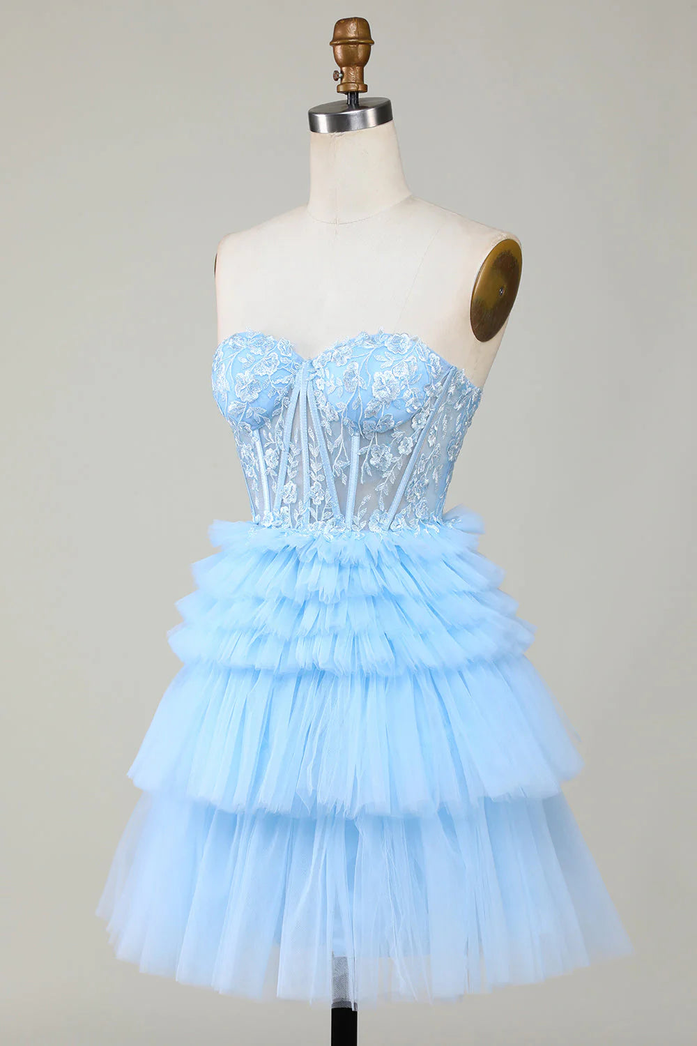 Fashionable A-line sweetheart layered short back to school dress with ruffles