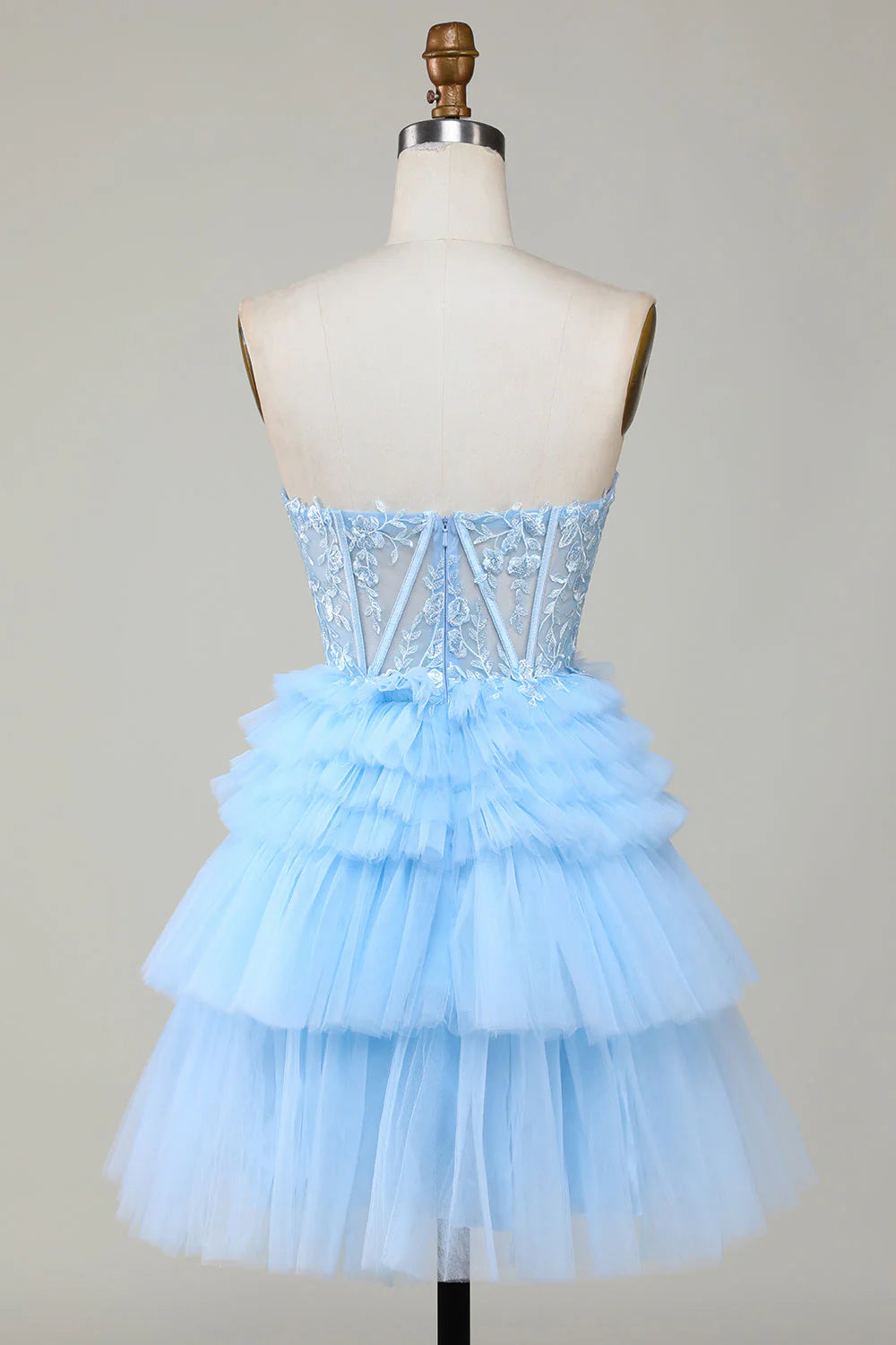 Fashionable A-line sweetheart layered short back to school dress with ruffles
