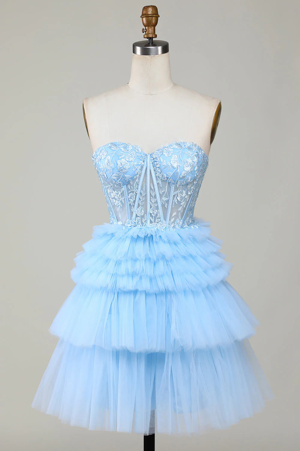Fashionable A-line sweetheart layered short back to school dress with ruffles