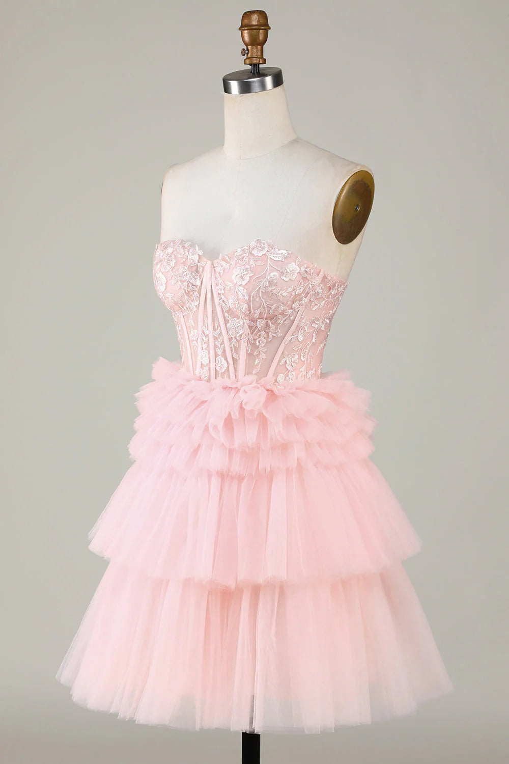 Fashionable A-line sweetheart layered short back to school dress with ruffles