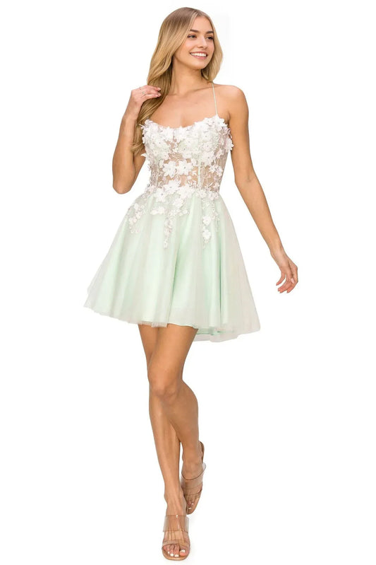 Fashionable A-line tulle illusion scoop  Sleeveless Crisscross Back Short-Mini Homecoming Dress for bride for sale