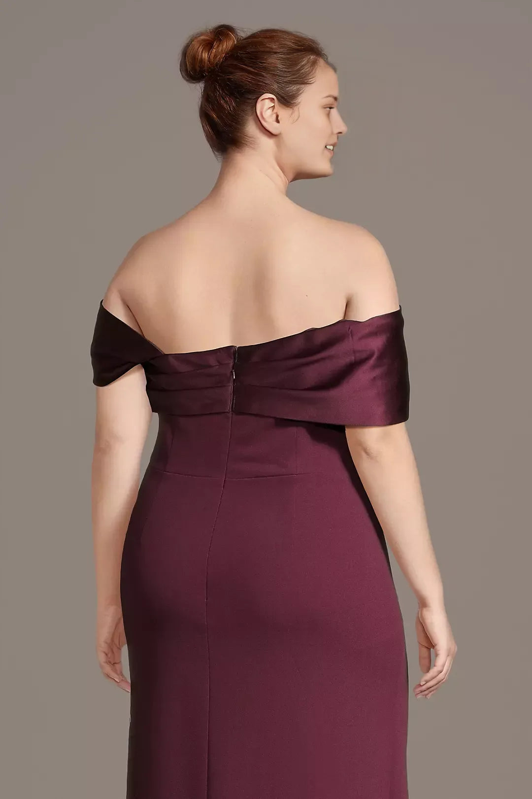 Fashionable Mermaid Asymmetrical Off-Shoulder Sleeveless Crepe Zip-Back Floor-Length Plus Size of the Bride Dress