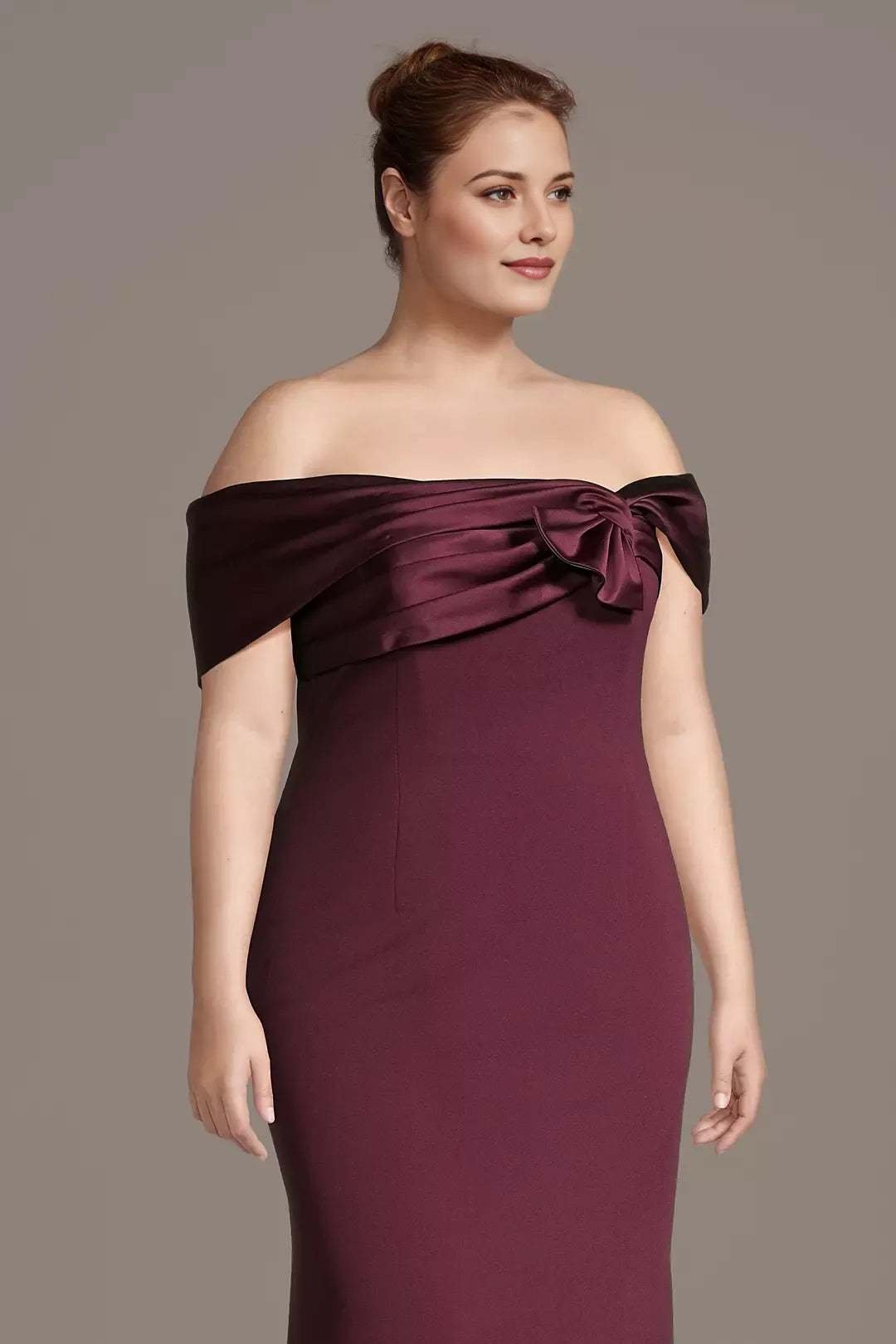 Fashionable Mermaid Asymmetrical Off-Shoulder Sleeveless Crepe Zip-Back Floor-Length Plus Size of the Bride Dress