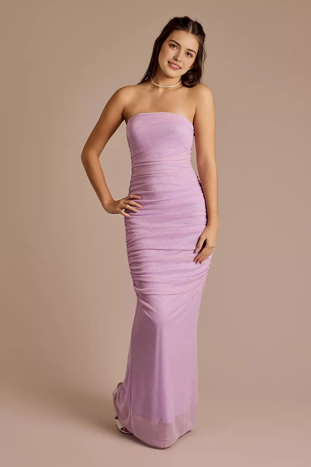 Fashionable Mermaid Strapless Ruched Sleeveless Sparkle Floor-Length Prom Dresses ladies Custom