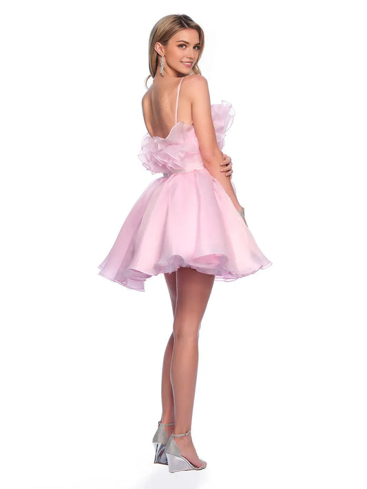 Fashionable Pink A-Line Asymmetrical Sleeveless Back Zip Short flounce Homecoming Dress for bride hot sale