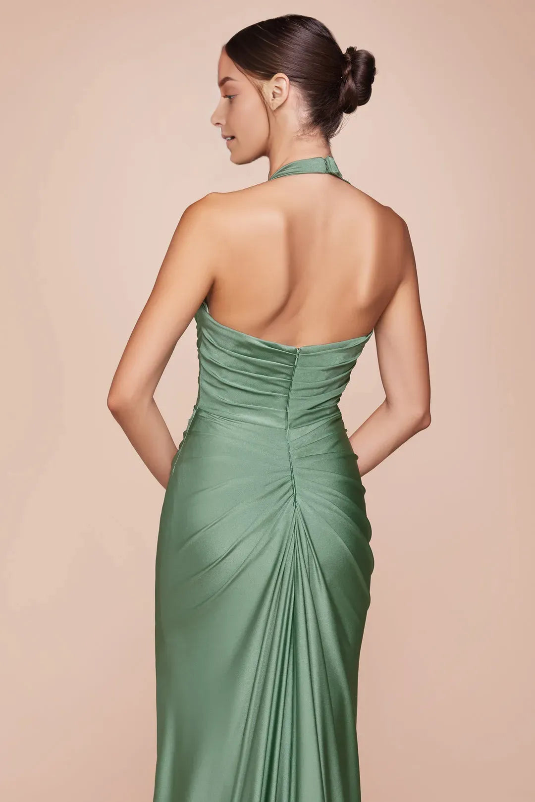 Fashionable Satin Halter sweetheart Sleeveless Back Zip Floor-Length Side Slit prom dress for women hot sale