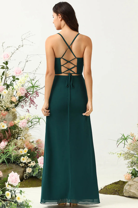 Fashionable Sheath Sweetheart Neck Spaghetti Straps Lace-Up Back Floor-Length Prom Dresses with Slit