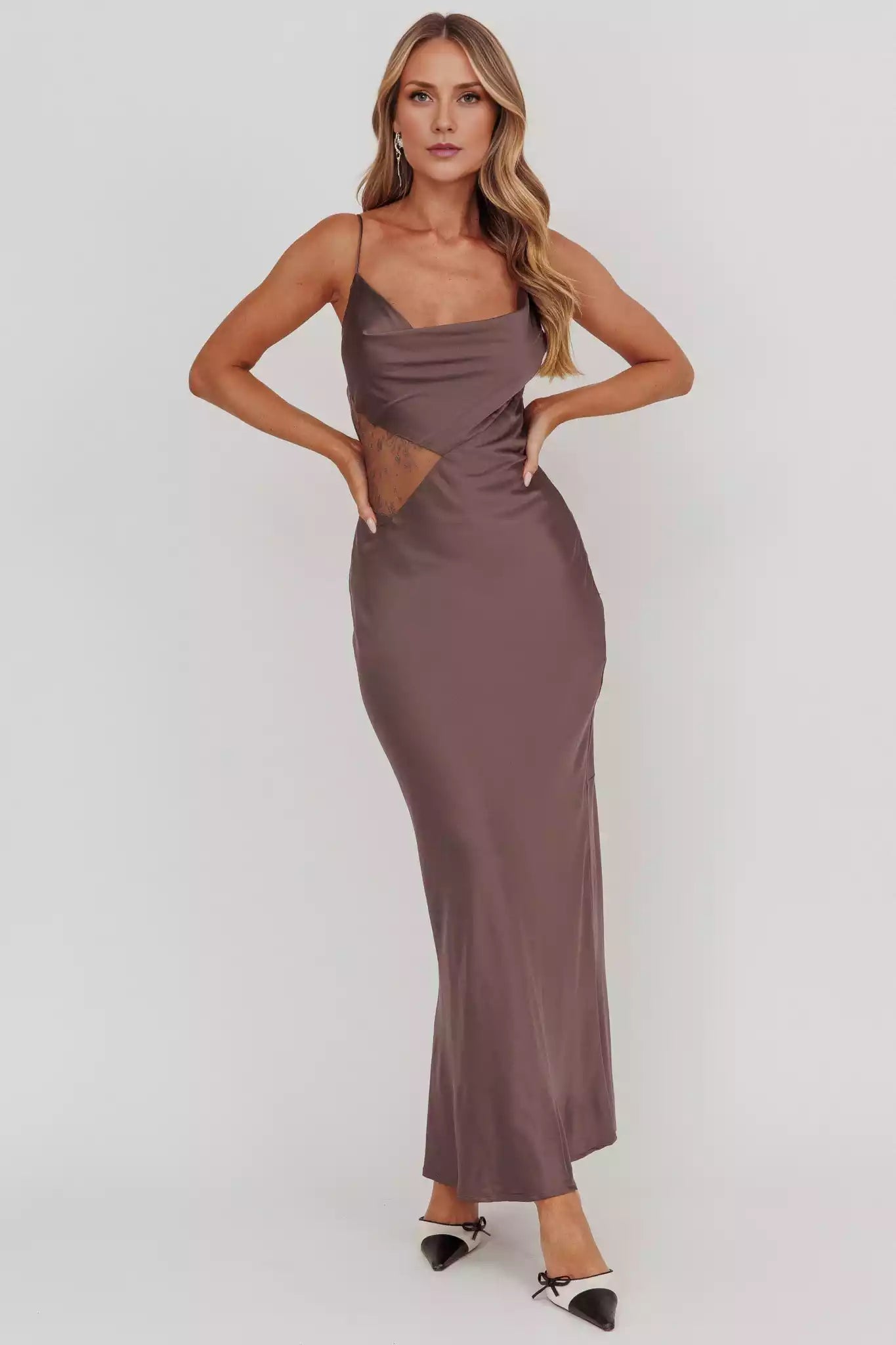 Fashionable dangling collar, scarf collar, waist hollow lace lace lace, Prom Dresses