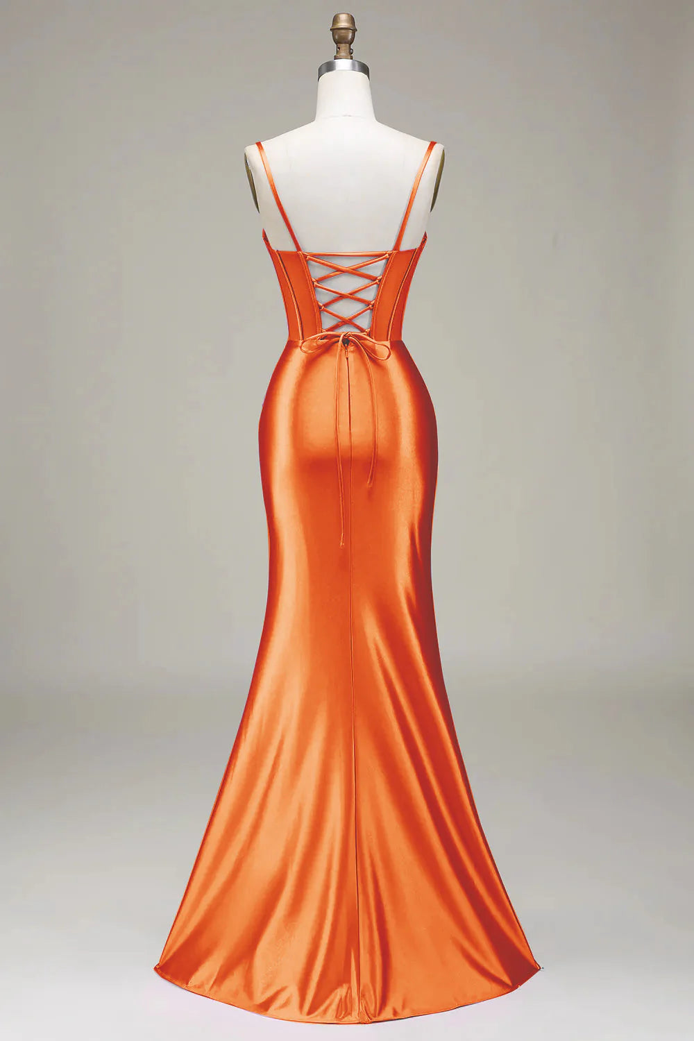 Fashionable mermaid spaghetti strap tight corset party dress front split