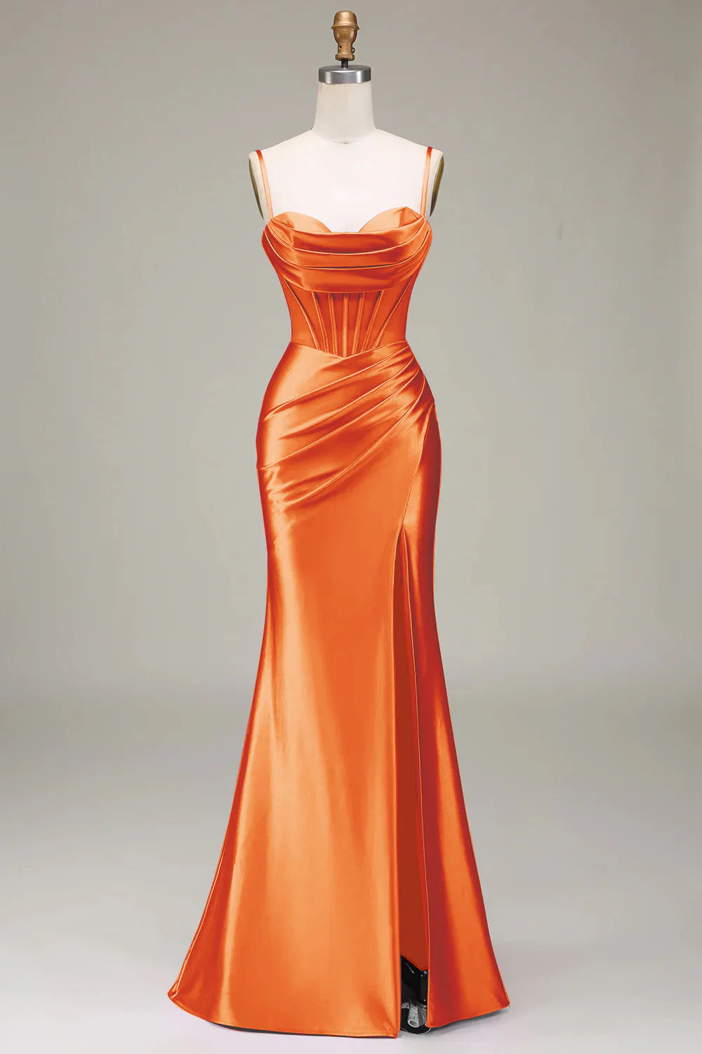 Fashionable mermaid spaghetti strap tight corset party dress front split