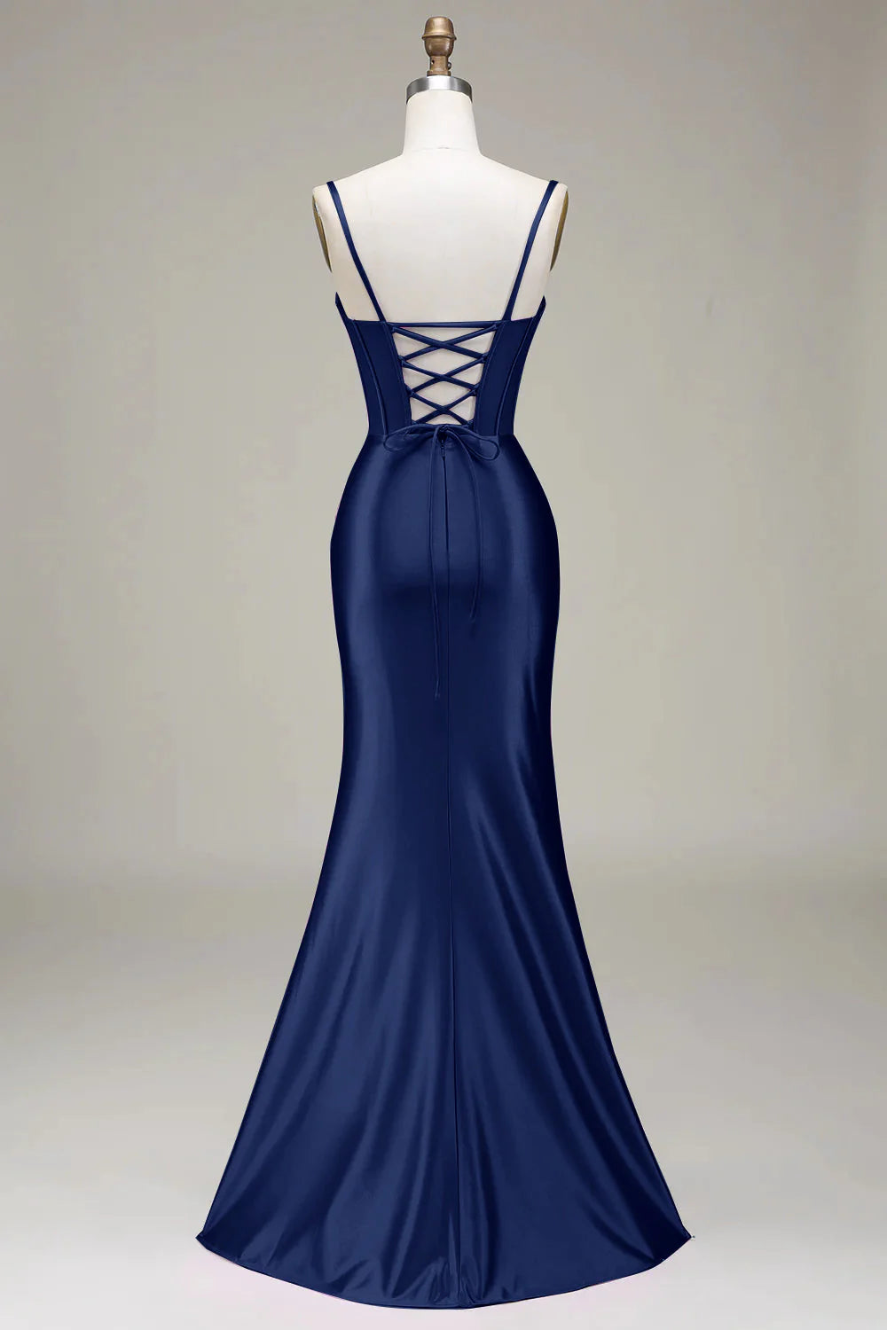 Fashionable mermaid spaghetti strap tight corset party dress front split