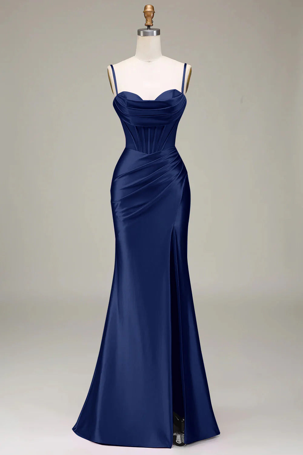 Fashionable mermaid spaghetti strap tight corset party dress front split