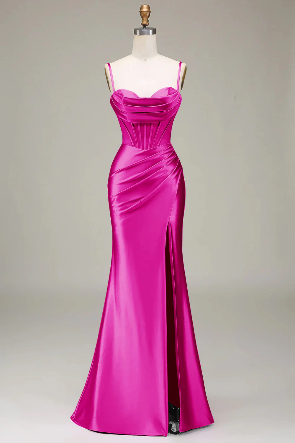 Fashionable mermaid spaghetti strap tight corset party dress front split