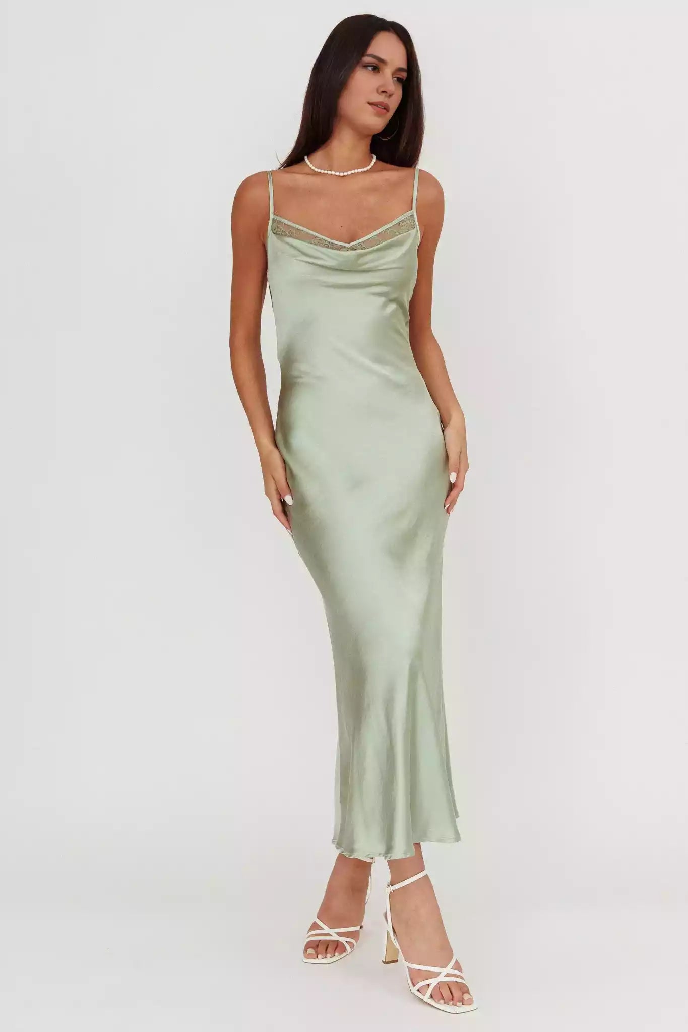 Fashionable satin extra long scarf collar, backless lace up, unlined, invisible side zipper Bridesmaid Dresses