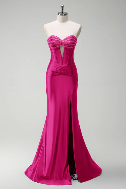 Mermaid tight corset hollow ball dress with beads