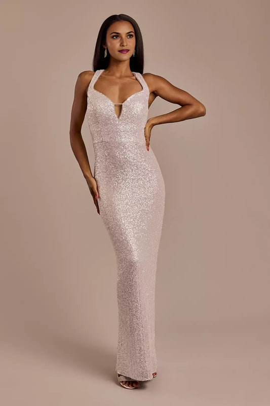 Glamorous Sheath Sequin Sweetheart Neck Sleeveless Crisscross-Back Ankle-Length Prom Dresses Hot Sale