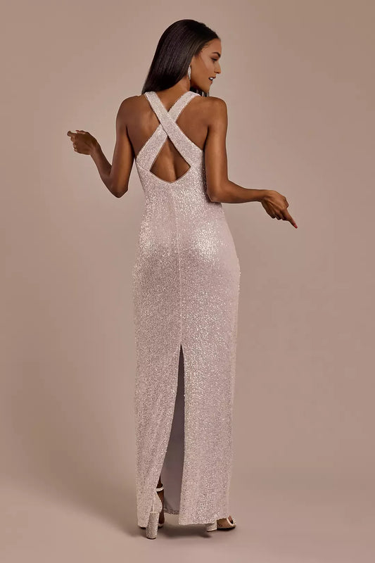 Glamorous Sheath Sequin Sweetheart Neck Sleeveless Crisscross-Back Ankle-Length Prom Dresses Hot Sale