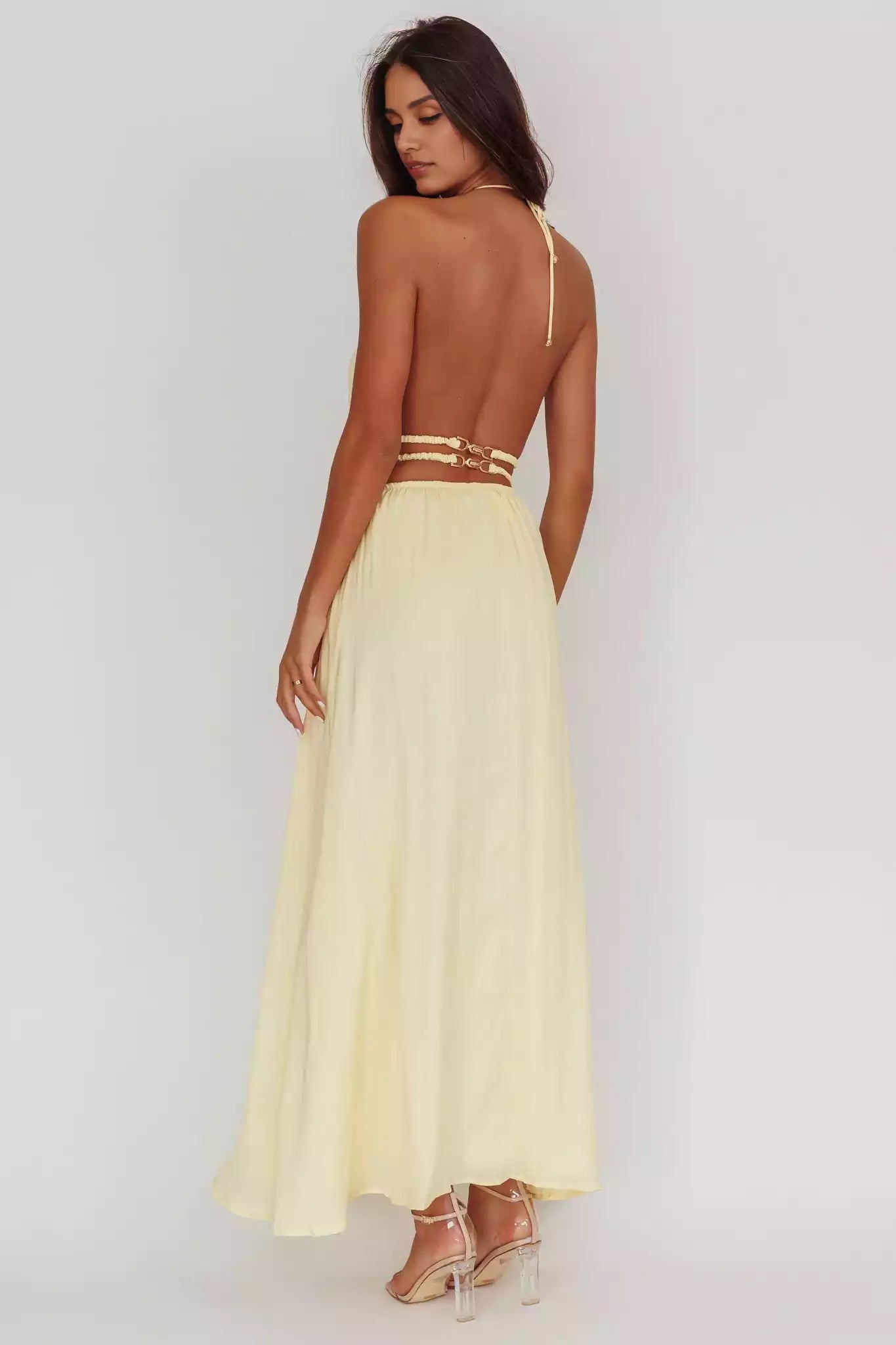 Gorgeous hanging neck, exposed back, hollowed out tight corset creates a fashionable look Bridesmaid Dresses