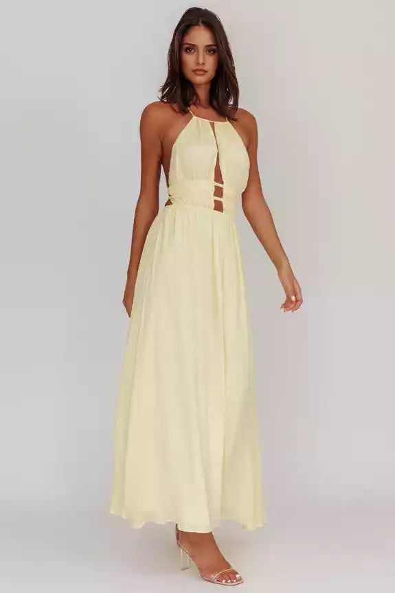 Gorgeous hanging neck, exposed back, hollowed out tight corset creates a fashionable look Bridesmaid Dresses