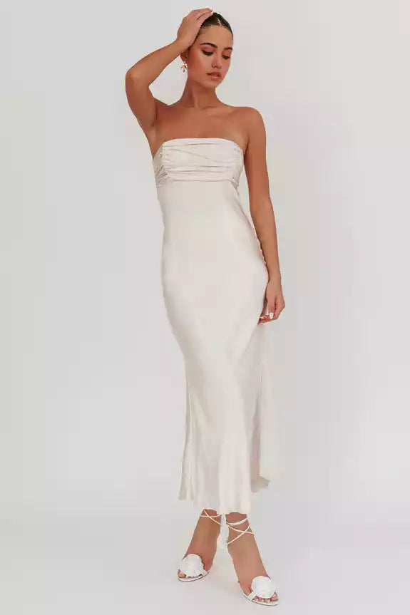 Gorgeous satin mid length lining with a back strap for an unforgettable look Prom Dresses