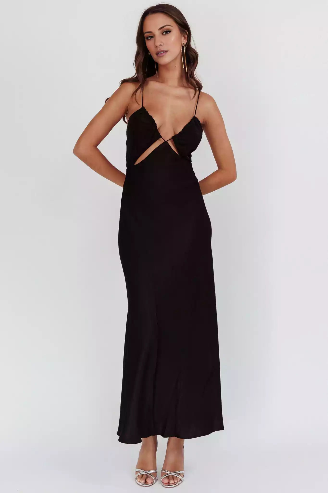 Gorgeous satin super long unlined front hollowed out camisole vest Bridesmaid Dresses