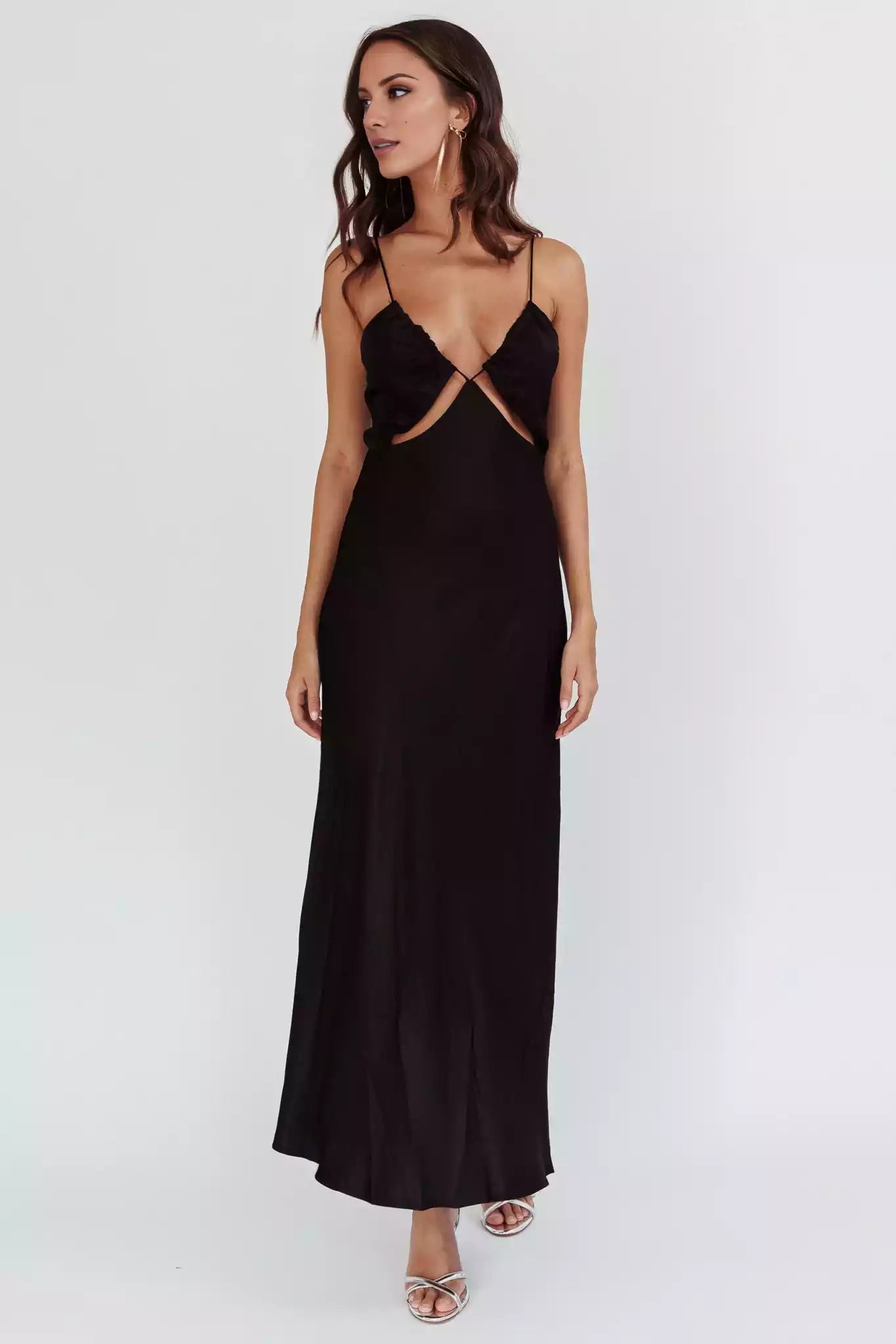 Gorgeous satin super long unlined front hollowed out camisole vest Bridesmaid Dresses
