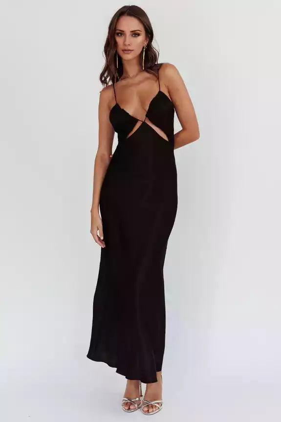 Gorgeous satin super long unlined front hollowed out camisole vest Bridesmaid Dresses