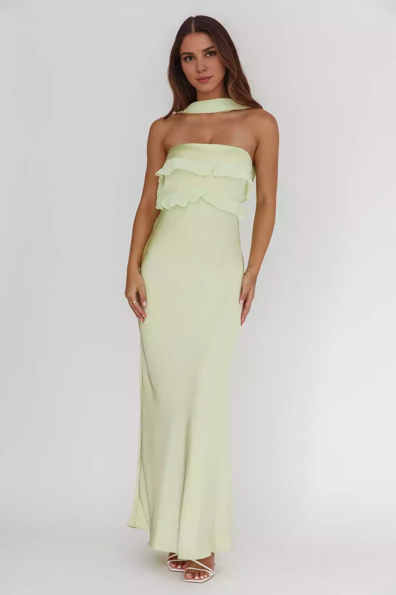 Gorgeous satin ultra long strapless, unlined, invisible side zipper Bridesmaid Dresses