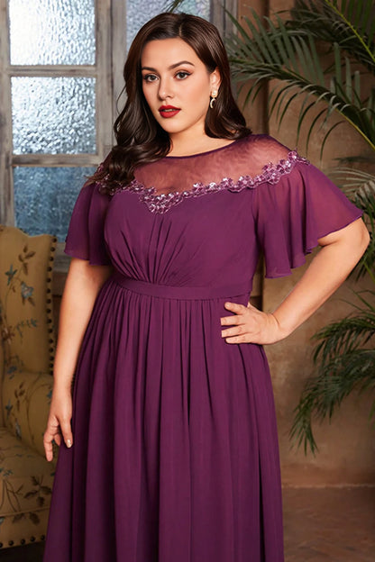 Grape colored plus size long bridal gown