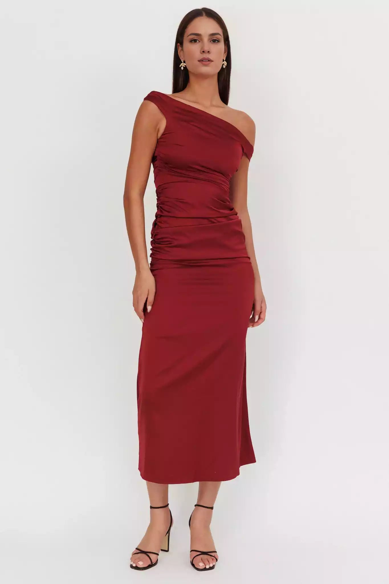 Heartwarming Partial Lining Shoulderless Satin Side Zipper Bridesmaid Dresses