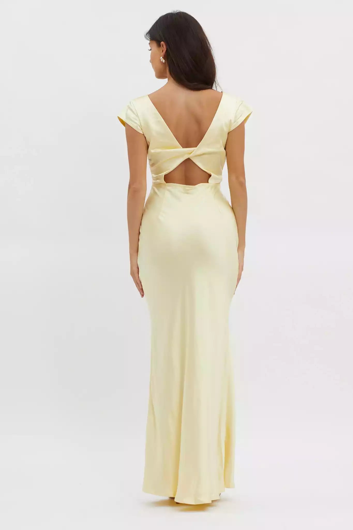Hot partially lined short sleeved V-neck mid length pleated side with zipper Prom Dresses