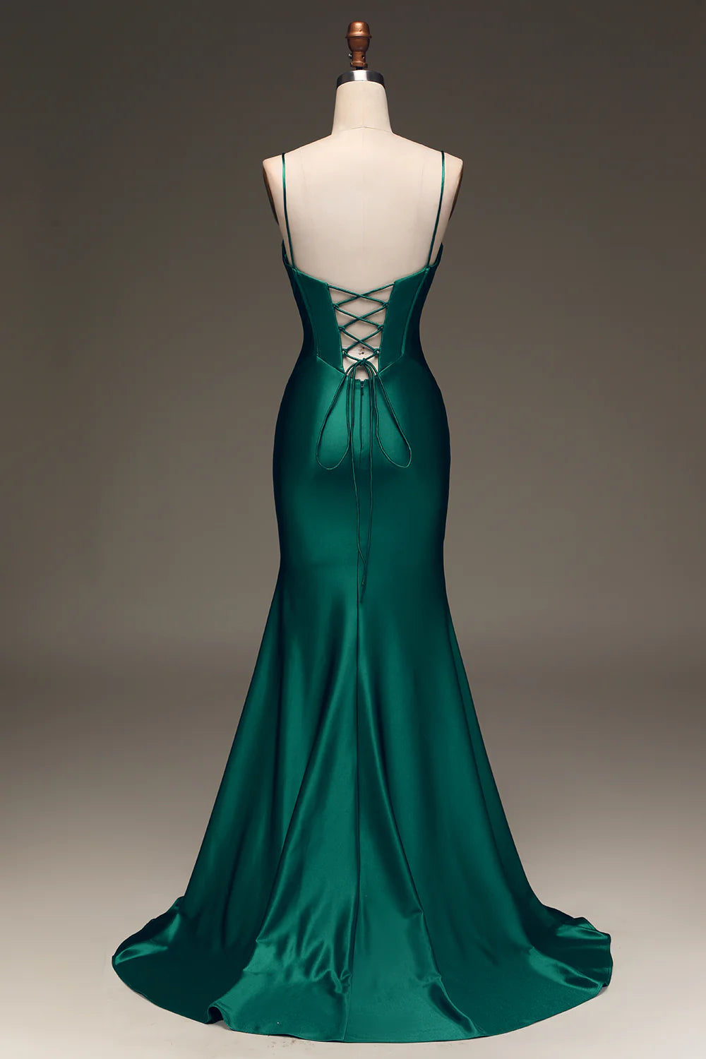 Deep green mermaid slim suspender sleeveless long ball gown