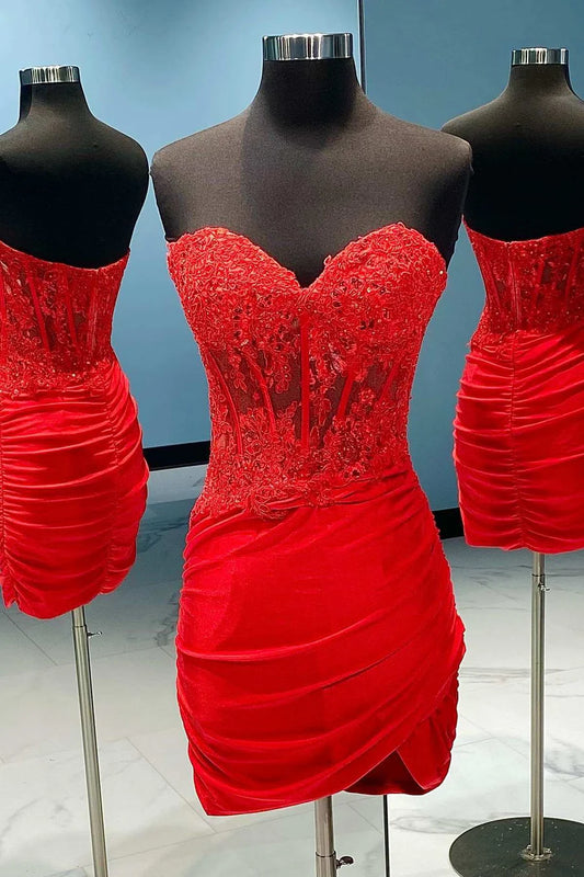Lace Strapless Bodycon Mini Party Dress