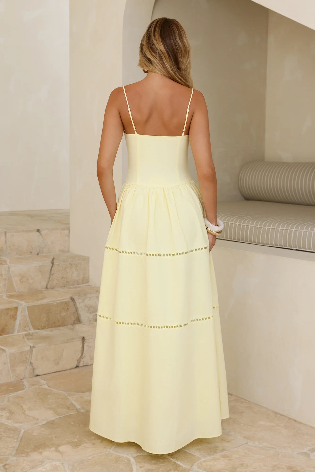 Lace Trim Tiered Maxi Evening Dresses with Pockets