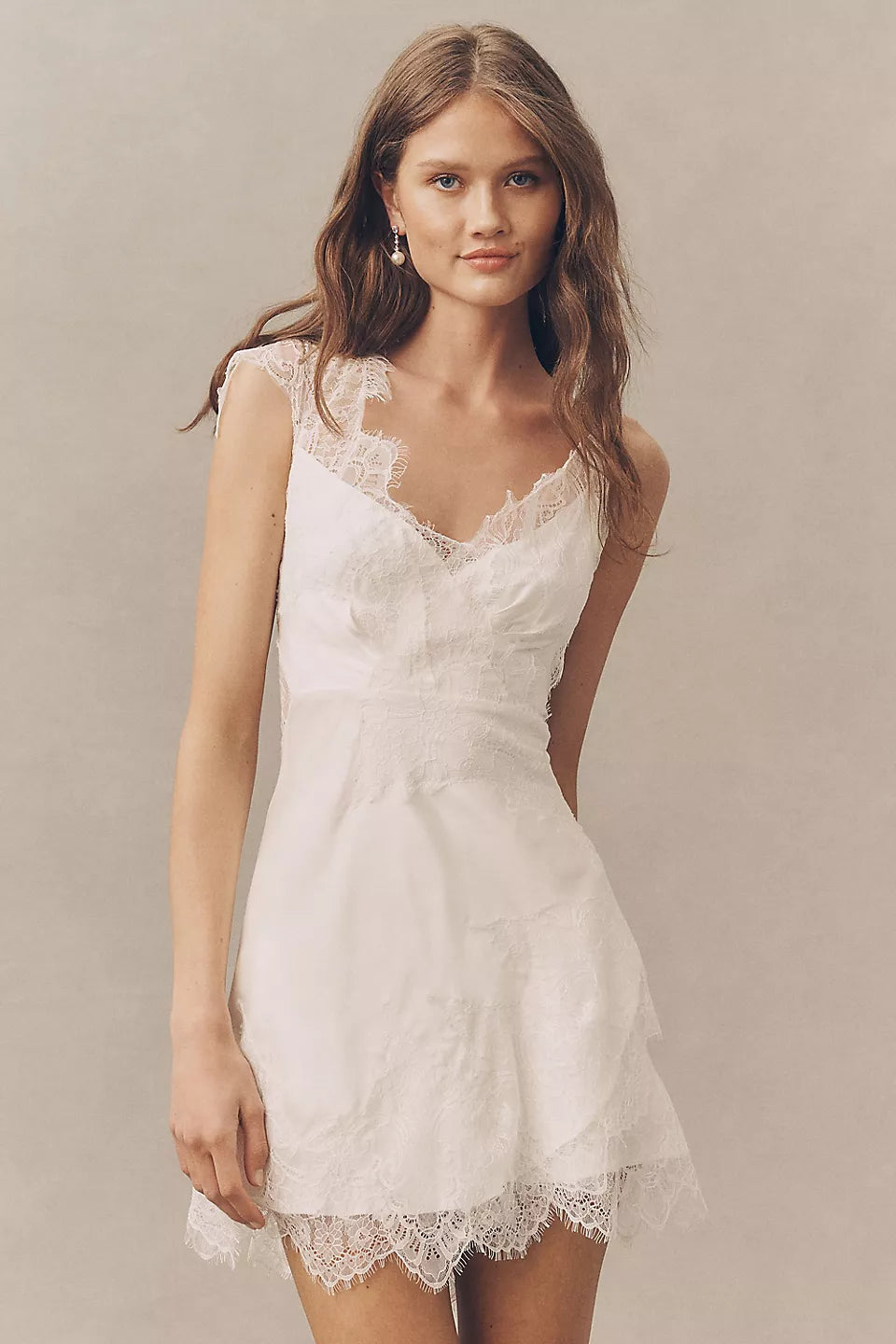 Lace V-Back Satin Mini Evening Dresses with Asymmetric Strap