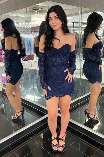 Lace strapless tight cocktail dress
