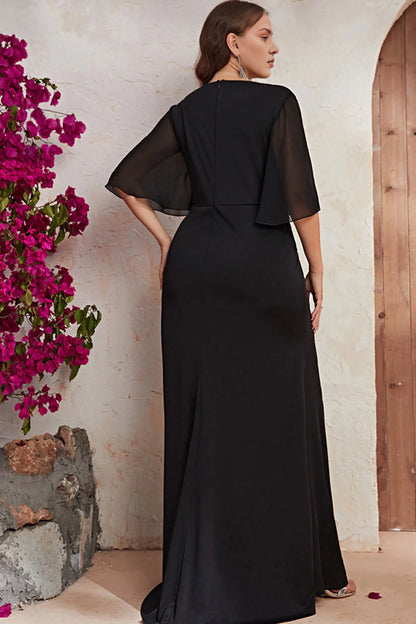 Large pleated long bridal dress with bead embellishments