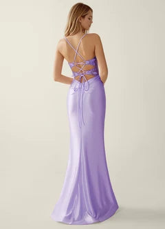 Lavender Lace Corset Mermaid Evening Dresses