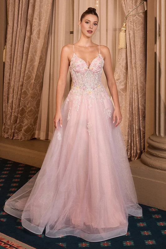 Light pink V-neck thin suspender sheer dress