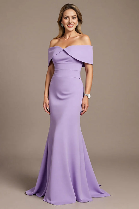 Lilac Mermaid Off The Shoulder Mother Of The Bride Dress