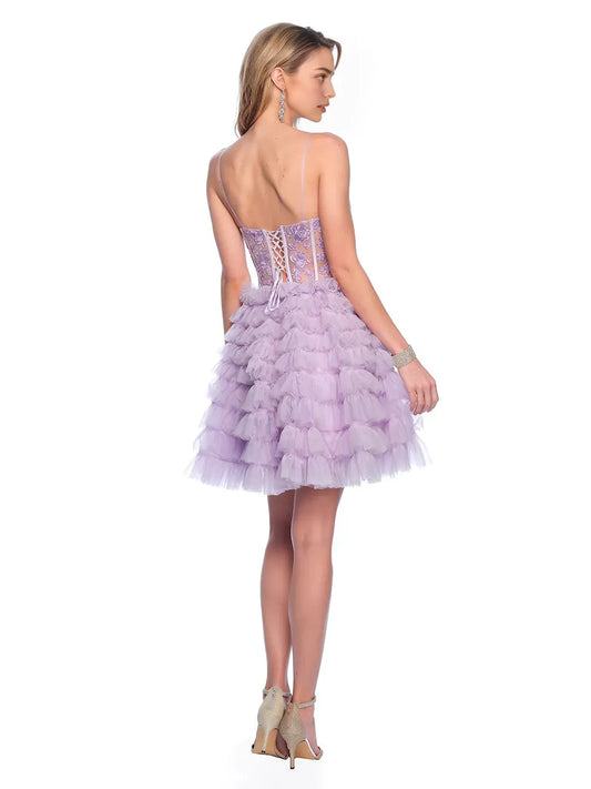 Luxury A-Line tiered Sweetheart Sleeveless Lace Up Short-Min Homecoming Dress hot sale