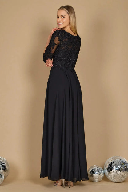 Luxury Black Sheath Lace V Neck Three-Quarter Sleeve Back Zip Ankle-Length Mother of the Bride Dress ready to ship