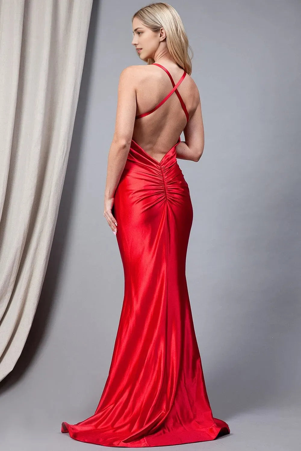 Luxury deep V-neck  Sleeveless crisscross back Floor length  prom dress for women hot sale