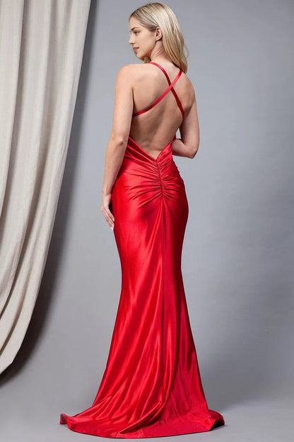 Luxury deep V-neck  Sleeveless crisscross back Floor length  prom dress for women hot sale