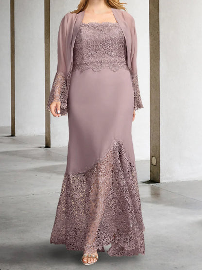 Tight columnar bridal mother dress with jacket