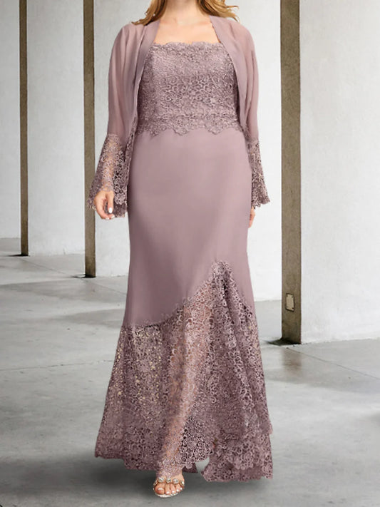Tight columnar bridal mother dress with jacket