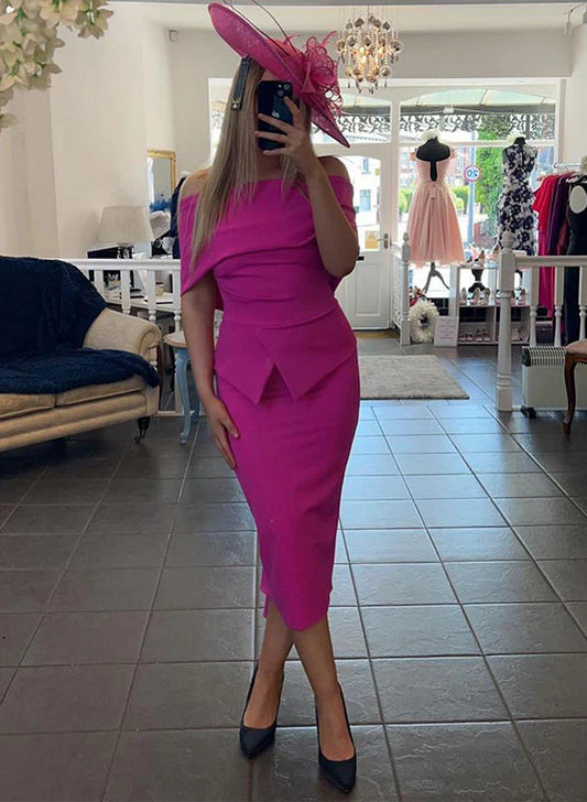 Tight fitting shoulder hugging buttocks skirt, bride's mother's formal dress