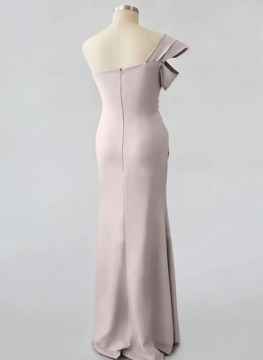 Mermaid One Shoulder Sleeveless Floor Standing Bridal Mother Dress